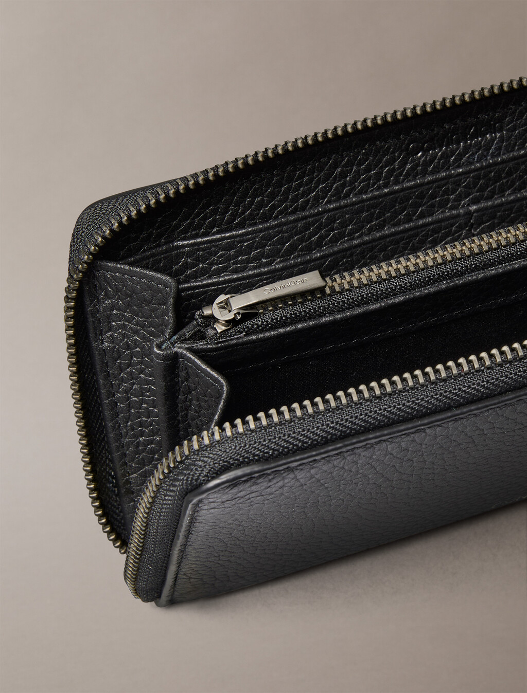 Foil Embossed Monogram Zip Around Wallet, Black, hi-res