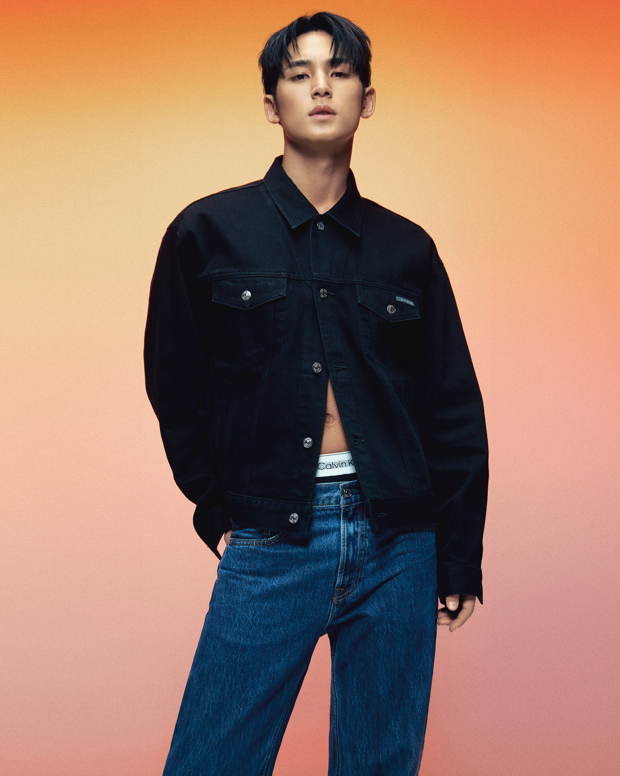 Calvin klein black jean jacket shop
