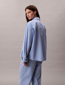 Cotton Poplin Regular Shirt, 19471 TRAIL STRIPE+FROZEN FJORD, hi-res