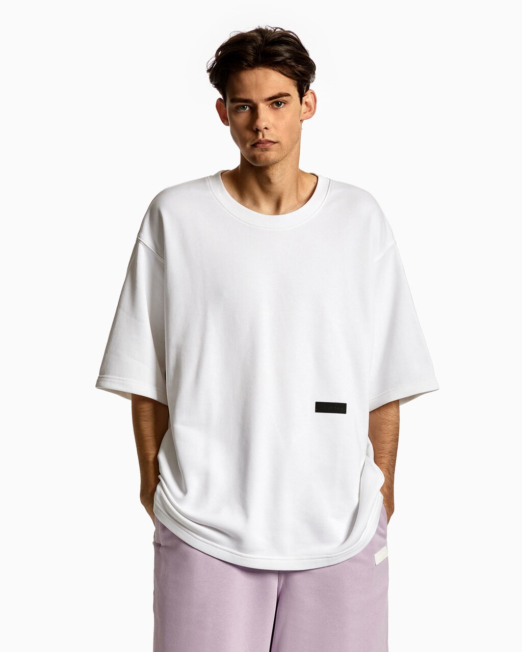 UNISEX COLOR BLOCK CREW NECK SWEATSHIRT, Bright White, hi-res