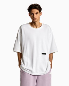 UNISEX COLOR BLOCK CREW NECK SWEATSHIRT, Bright White, hi-res