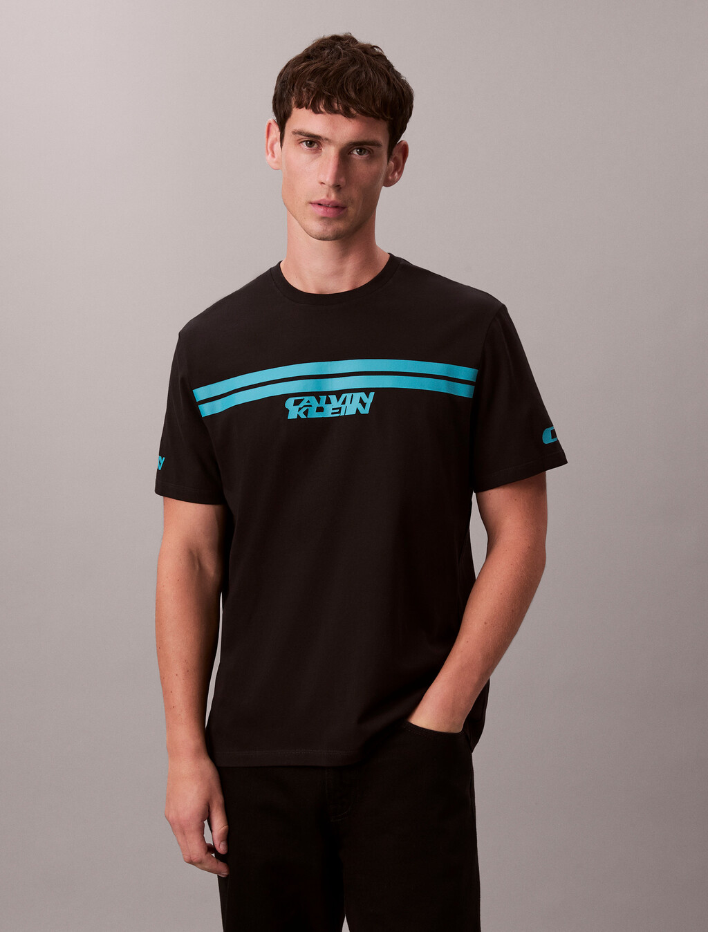 Racer Stripe Graphic Tee, Black, hi-res