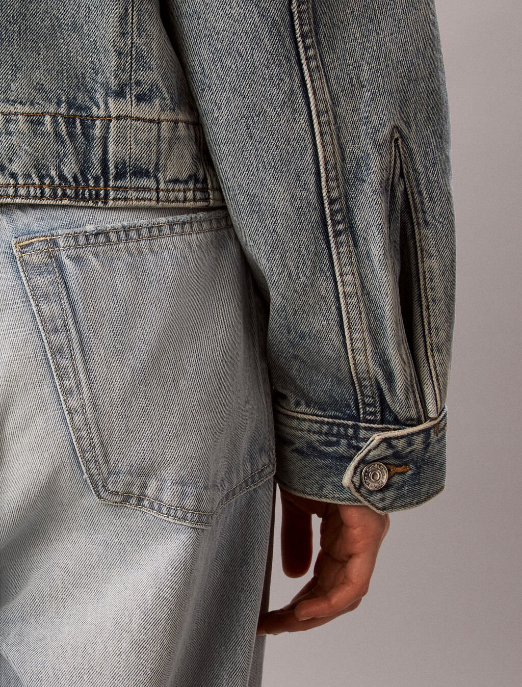 Cropped Denim Utility Jacket, TATTERED LAPIS, hi-res