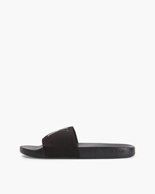 MONOGRAM COTTON SLIDES, Black, hi-res
