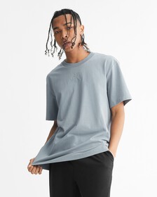 EMBOSSED MONOGRAM RELAXED TEE, Overcast Grey, hi-res