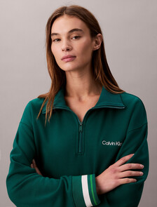 1/4 Zip Cotton Terry Sweatshirt, Turf, hi-res