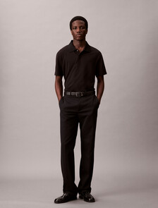 Cotton Blend Pique Polo Shirt, Black, hi-res