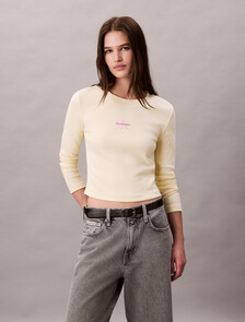 Monogram Logo Long Sleeve Baby Tee, Pear Sorbet, hi-res