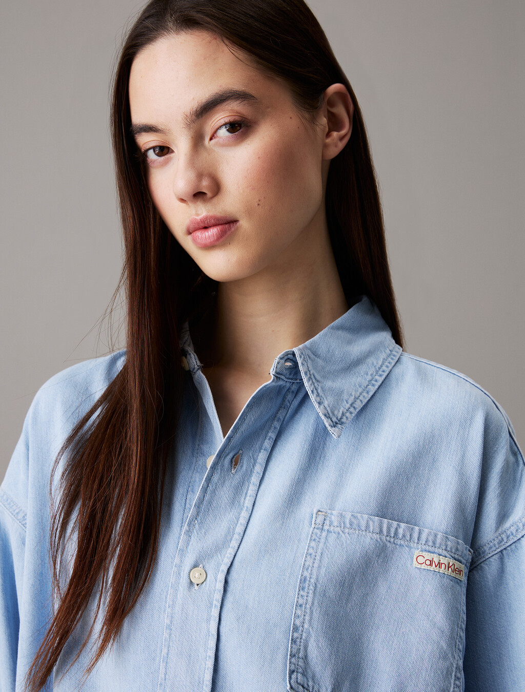 Oversized Denim Shirt, Denim Light, hi-res