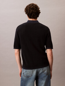 Smooth Cotton Waffle-Knit Monogram Logo Polo Shirt, Dark Sapphire, hi-res