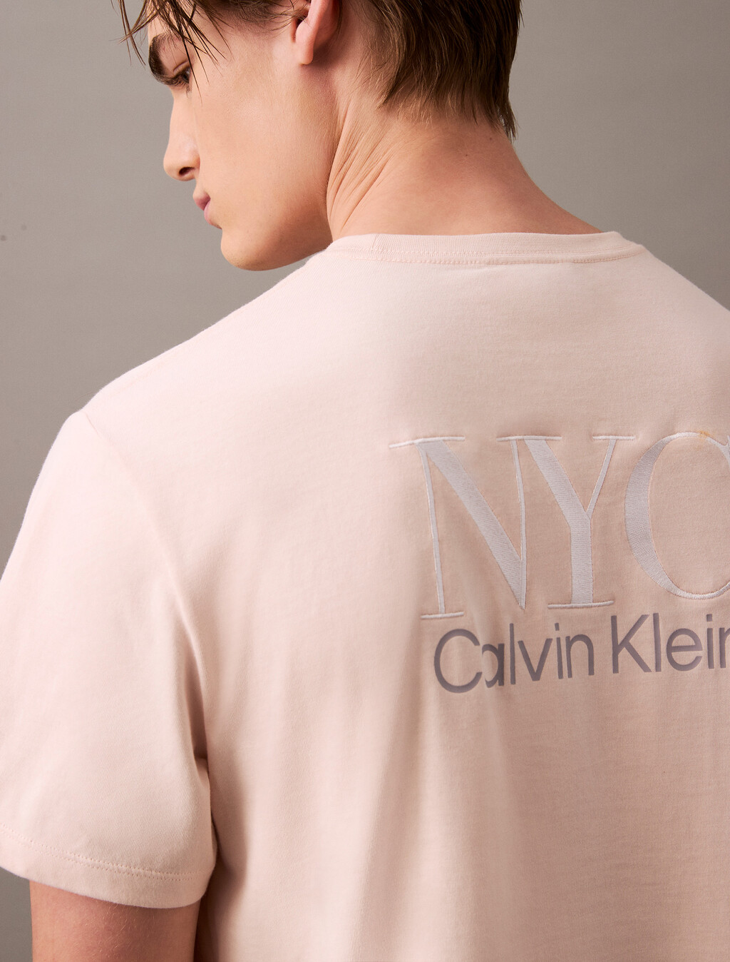 Embroidered NYC Back Tee, Silver Peony, hi-res