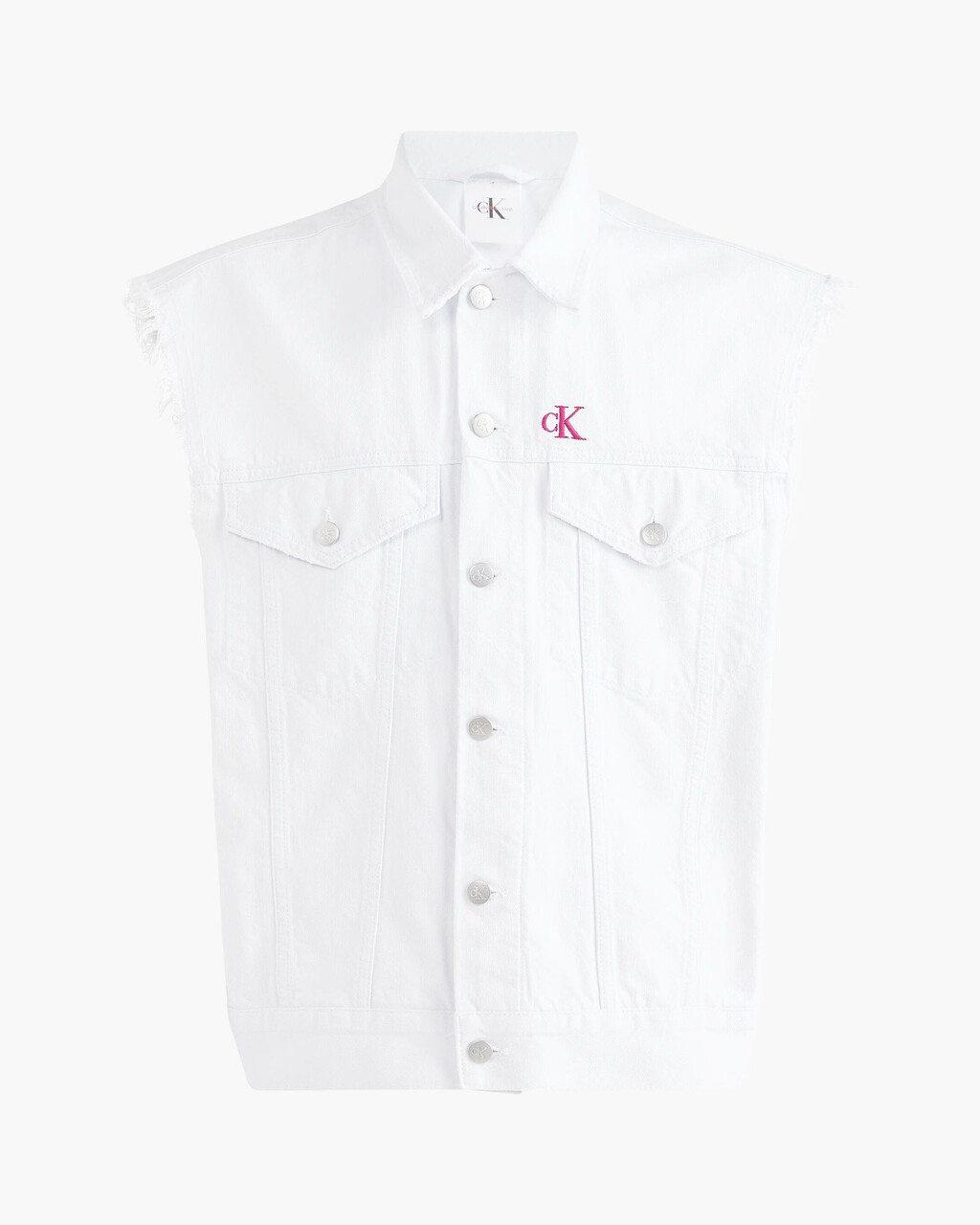 Pride Raw Edge Denim Vest, Bright White, hi-res