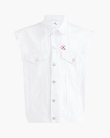 Pride Raw Edge Denim Vest, Bright White, hi-res