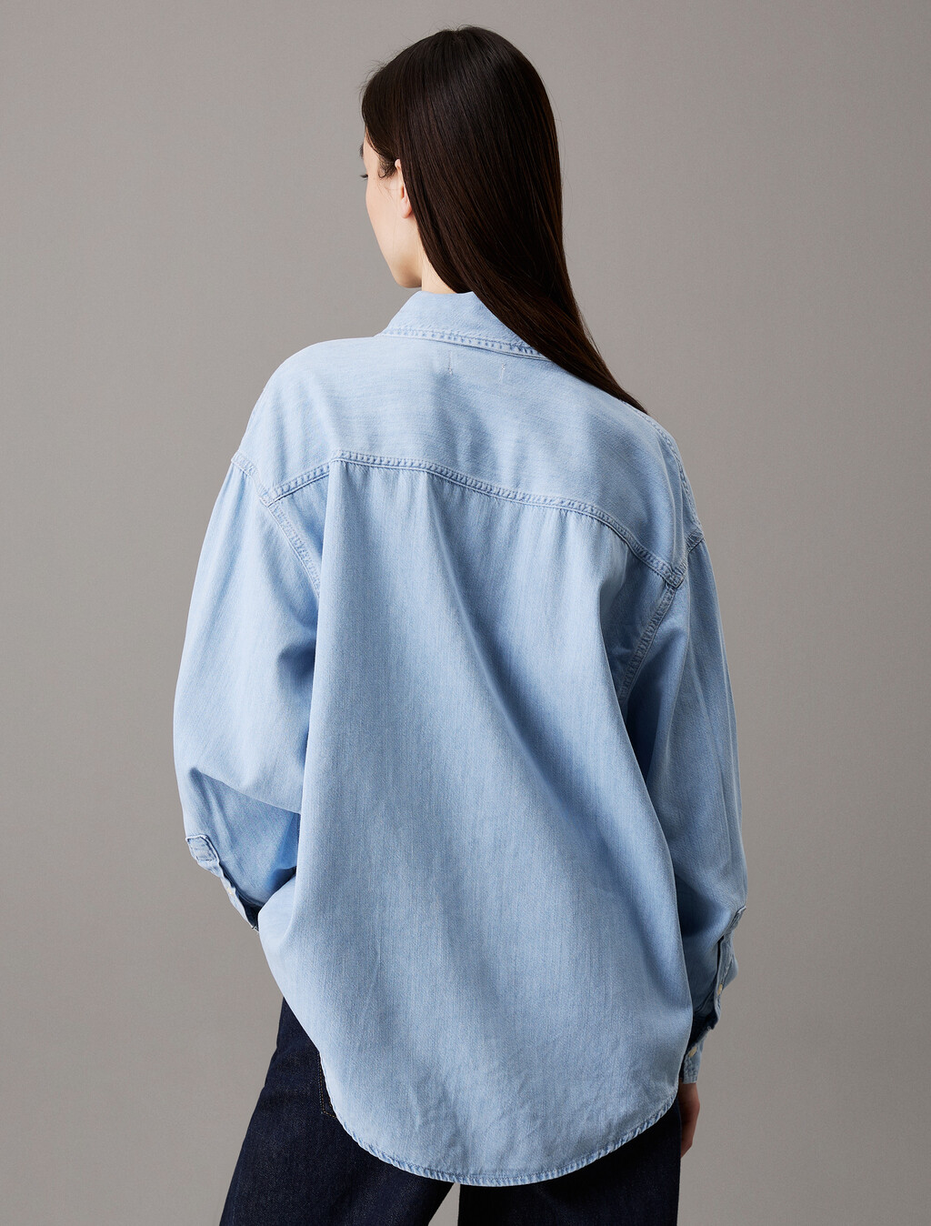Oversized Denim Shirt, Denim Light, hi-res