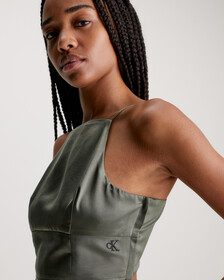Strappy Satin Tank Top, Dusty Olive, hi-res