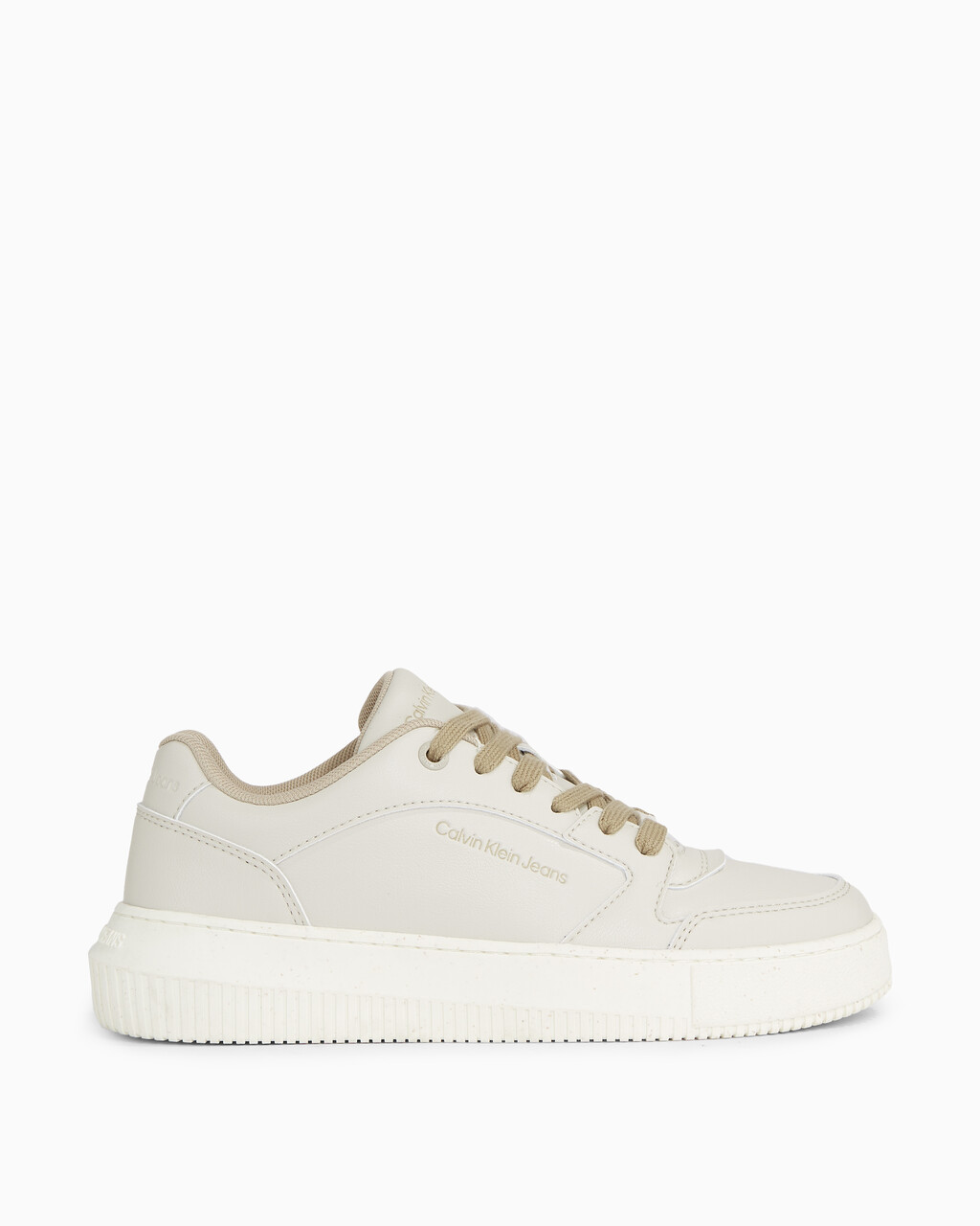 Faux Leather Trainers, Eggshell/Travertine, hi-res