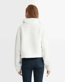Cropped Sherpa Jacket, Ivory, hi-res