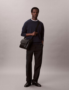 Saffiano Emblem Logo Messenger Bag, Black, hi-res