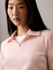 Essential Slim V Neck Polo, Silver Peony, hi-res