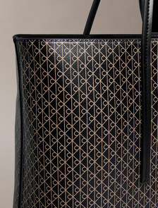Allover Monogram Logo Tote Bag with Pouch, BLACK AOP, hi-res