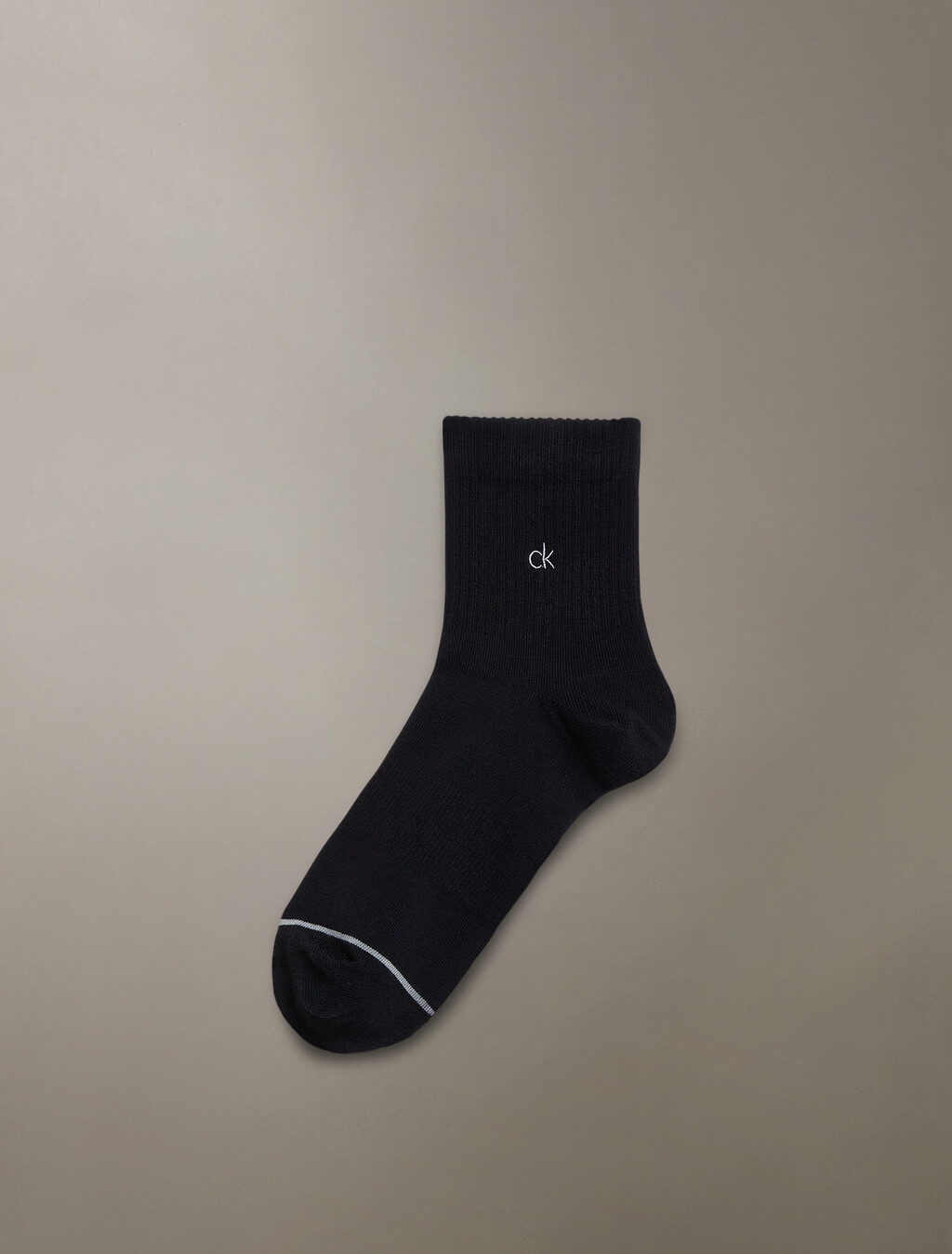 Basic Logo Embroidery Quarter Sock, BLACK, hi-res