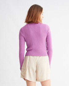 FAST TRACK RIB-KNIT CARDIGAN, Iris Orchid, hi-res