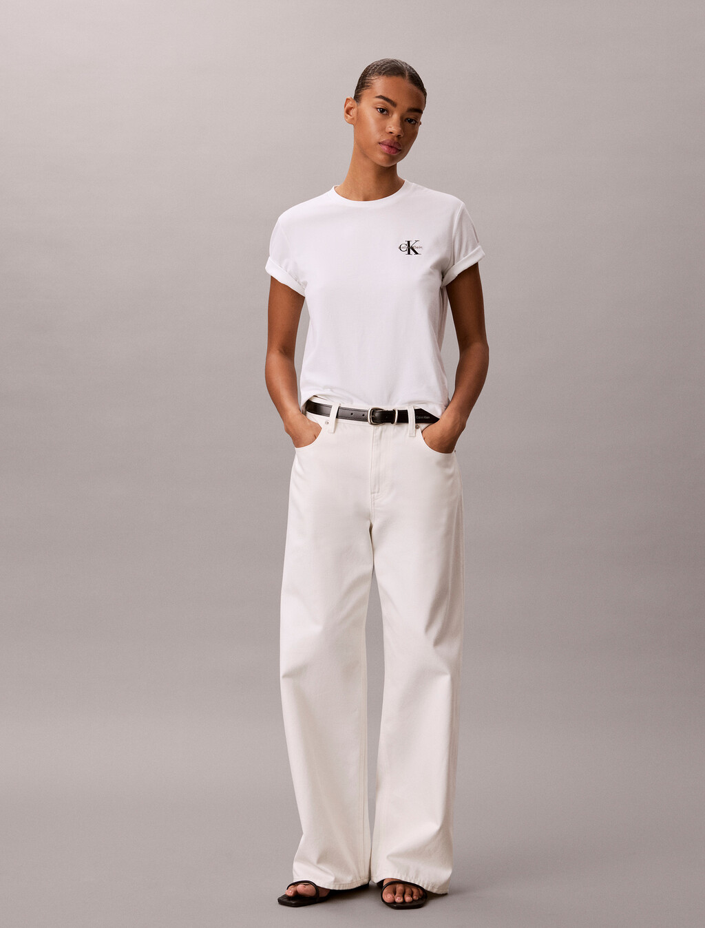 Core Essentials Monogram Embroidery Tee, Bright White, hi-res