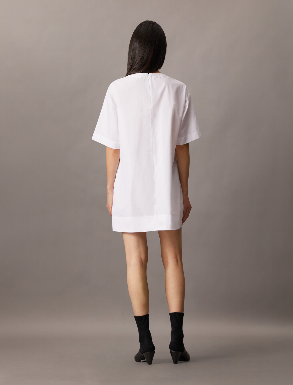 Cotton Relaxed Mini T-Shirt Dress, Brilliant White, hi-res