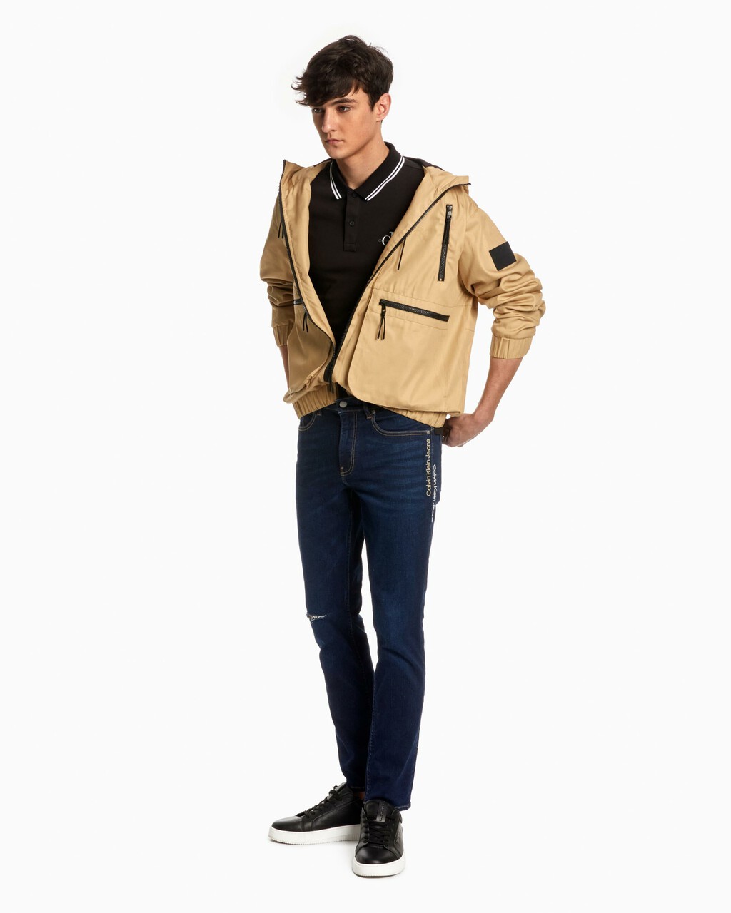 Core Tipped Slim Polo, Ck Black, hi-res