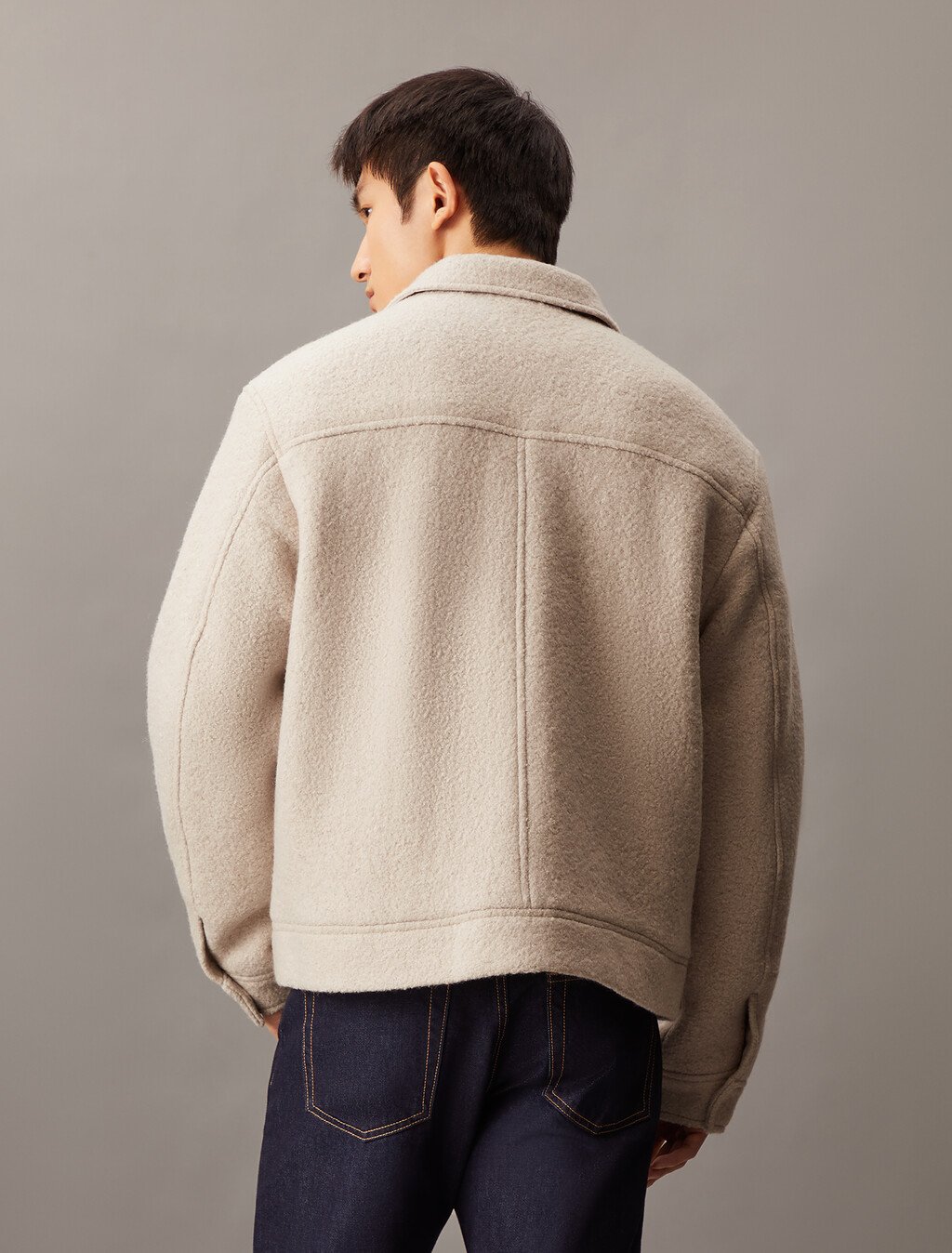 Relaxed Bouclé Wool Jacket, Moonbeam, hi-res