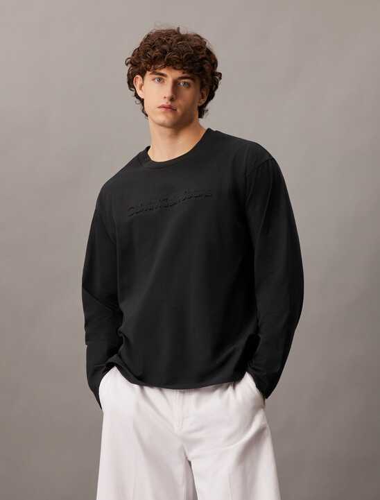 Institutional Logo Long Sleeve Tee, Ck Black Institutional Logo Long Sleeve Tee