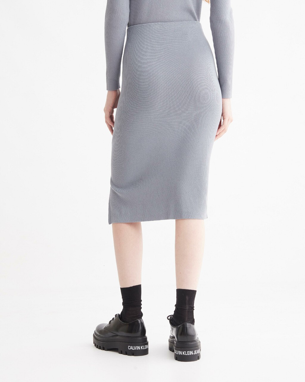 FEMININE BUTTON DOWN SKIRT, Overcast Grey, hi-res