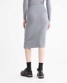 FEMININE BUTTON DOWN SKIRT, Overcast Grey, hi-res