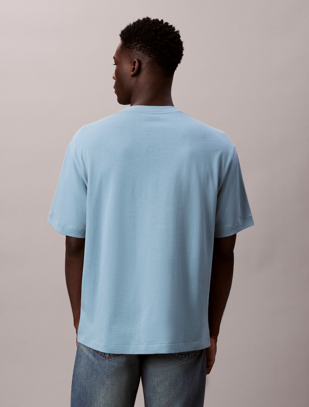 Calvin Logo Crew Neck Tee, Smoke Blue, hi-res