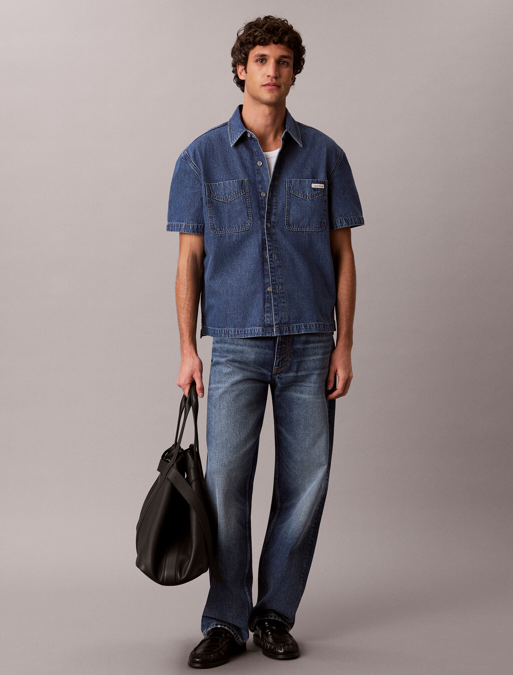 Boxy Denim Short Sleeve Shirt, BECKFORD BLUE, hi-res
