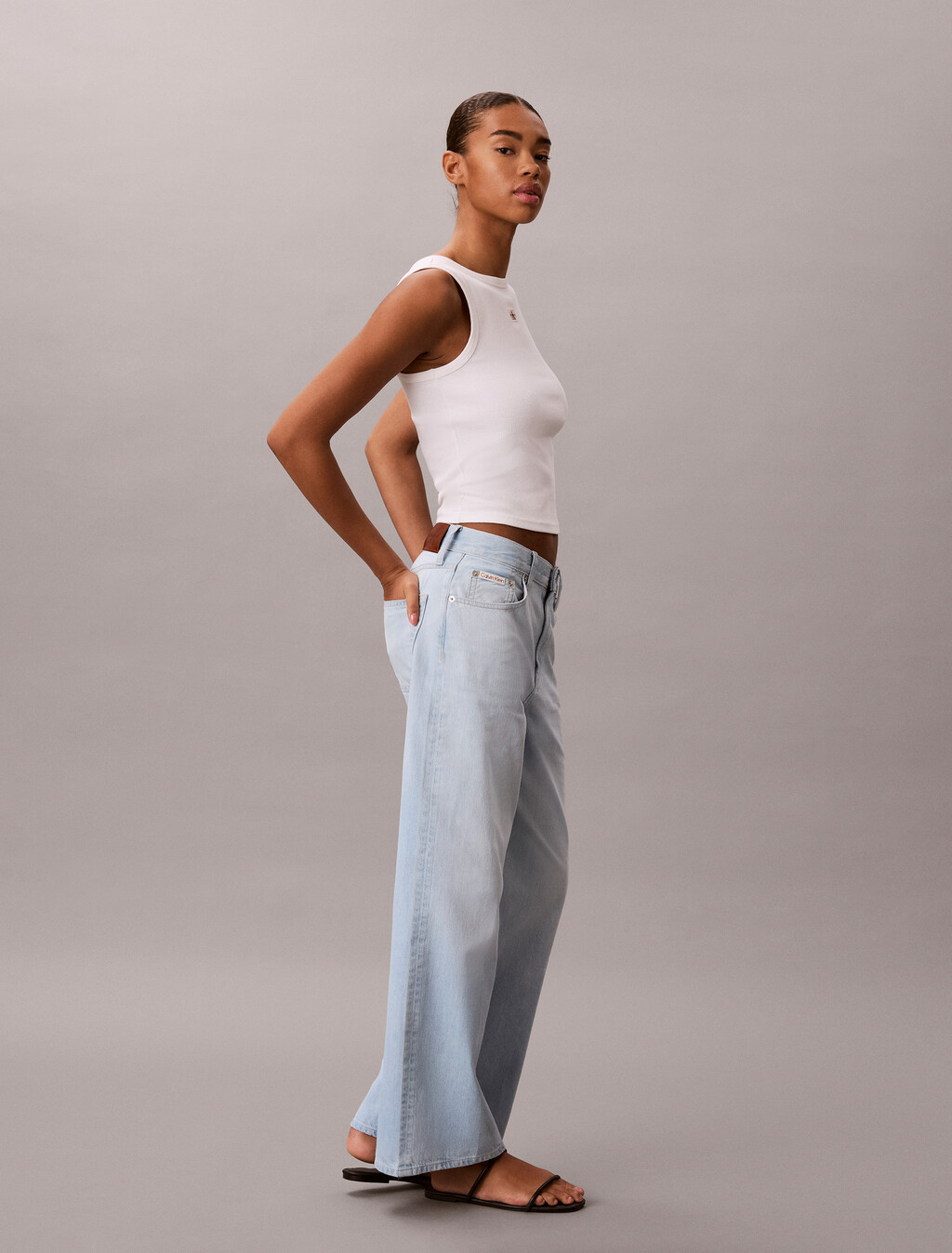 Cotton Linen Wide Leg Jeans, LT ANDERSON, hi-res