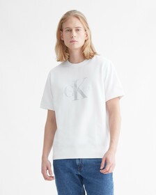 WINTER WHITES MONOGRAM SHORT SLEEVE SWEATSHIRT, BRIGHT WHITE, hi-res