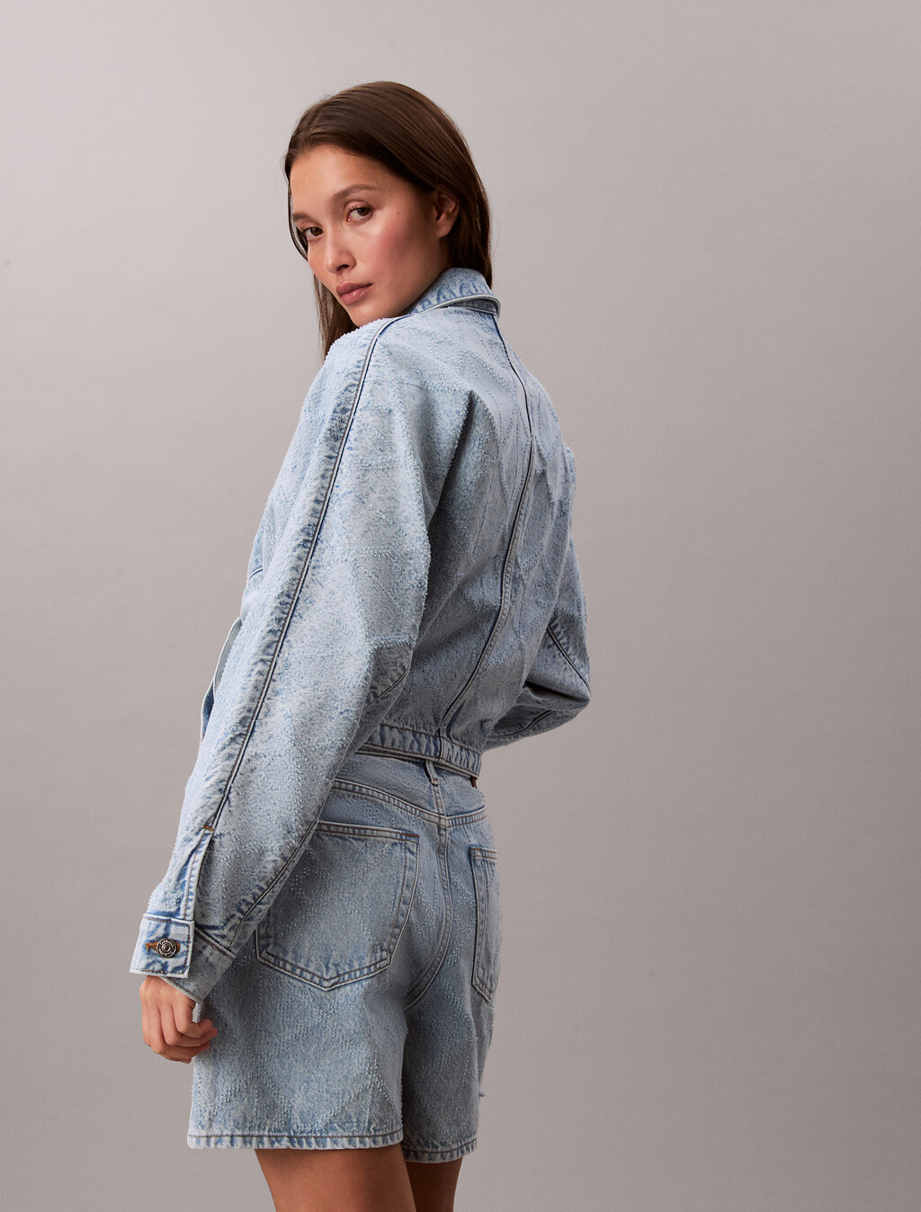 Needle punch Denim Trucker Jacket, CK TROPIC, hi-res