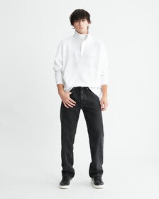 Institutional Oversized Half Zip Sweatshirt, Bright White, hi-res