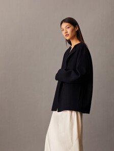 Double Face Cashmere Wool Short Coat, Black Beauty, hi-res