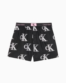 Calvin Klein 1996 Woven  Cotton Boxers, CHROME LOGO+BLACK, hi-res