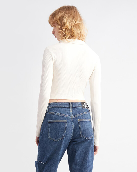 SMALL LOGO BADGE RIB KNIT TOP