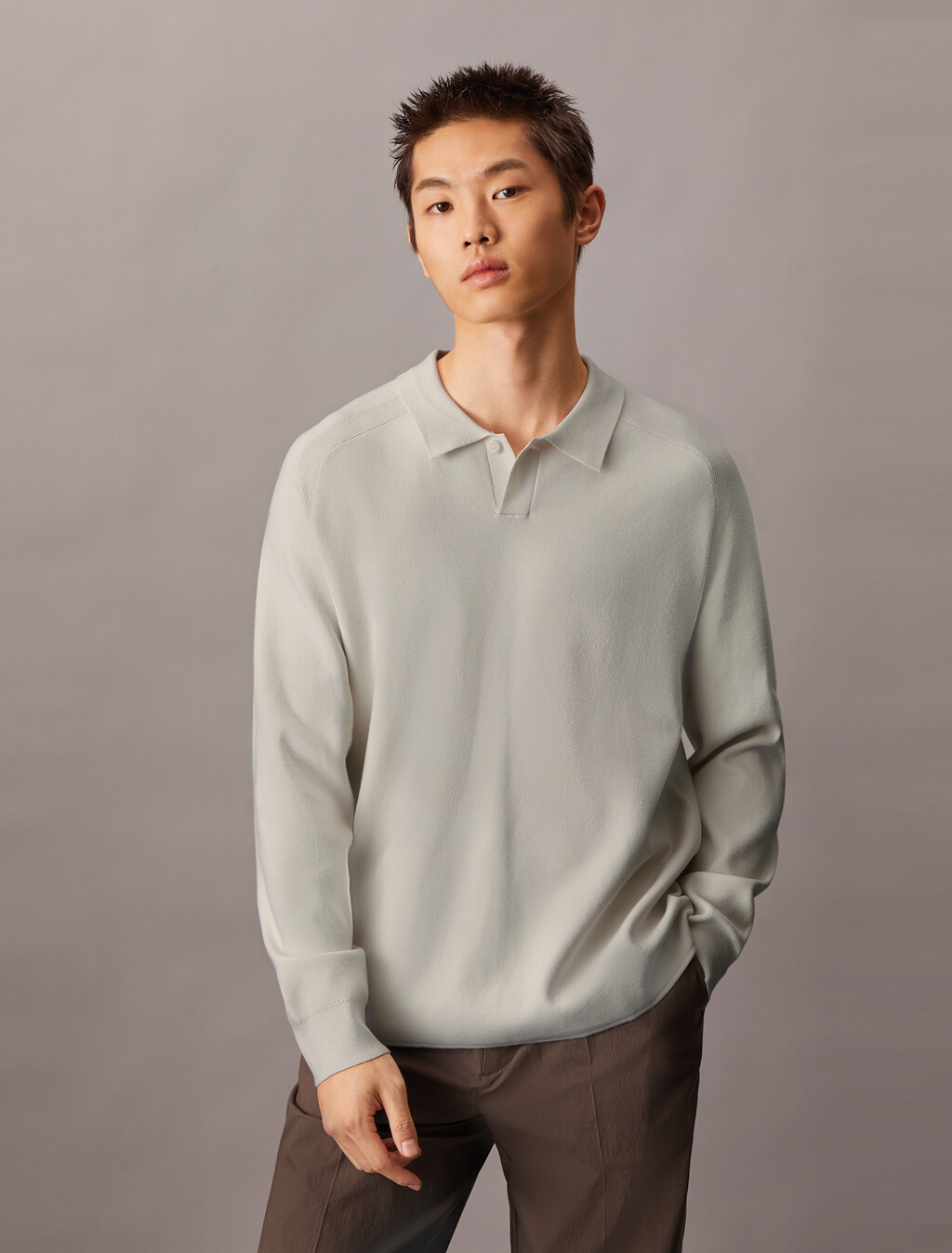 Tech Knit Sweater Polo Shirt, Vaporous Gray, hi-res