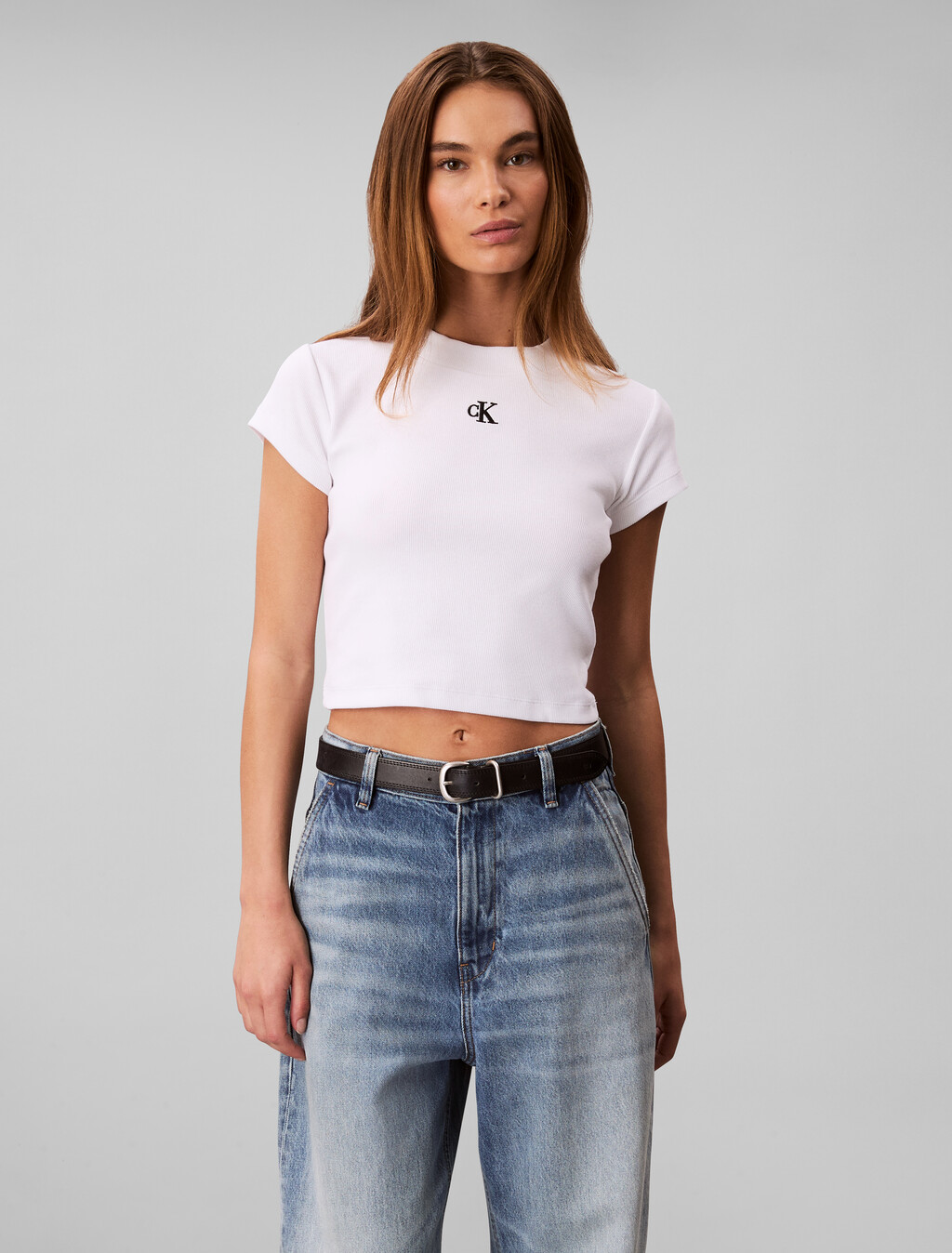 Rib Knit Baby Tee, Brilliant White, hi-res