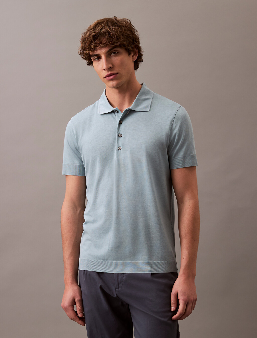 Fine Knit Lyocell Blend Polo Shirt, Arona, hi-res