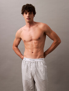 Cotton Poplin Sleep Pants, 18659 PLUSH MONOGRAM_4.65in+ASH, hi-res