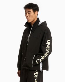 UNISEX COLOR LOGO TAPE HOODED JACKET, Ck Black, hi-res