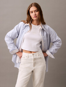 Slim Cropped Monogram T-shirt, Brilliant White, hi-res