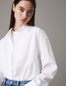Relaxed Oxford Cotton Shirt, Bright White, hi-res