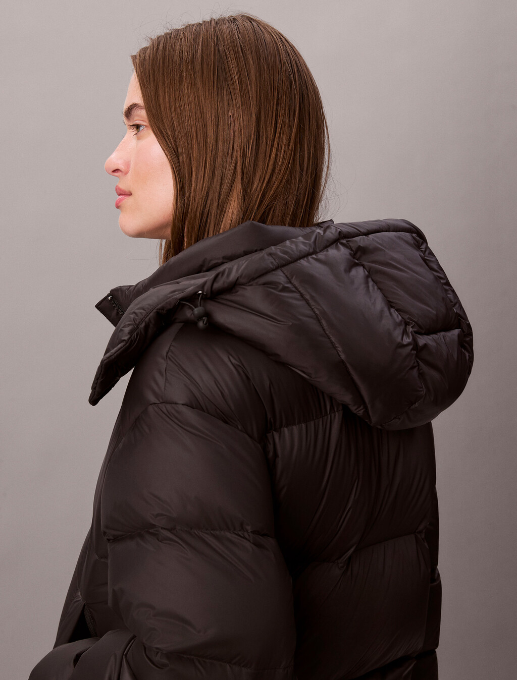 Short Down Puffer Jacket, Black, hi-res